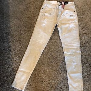 Gold Brushed White Jeans